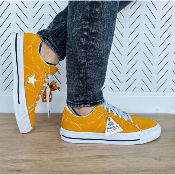 ⭐Converse One Star Pro OX Low Womens Shoes Sz 9.5 Mustard Suede Sneaker A09231C - Picture 2 of 12